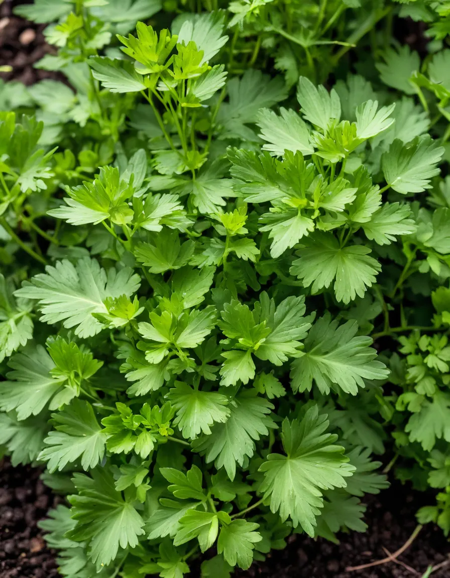 A cluster of fresh cilantro plants with bright green leaves