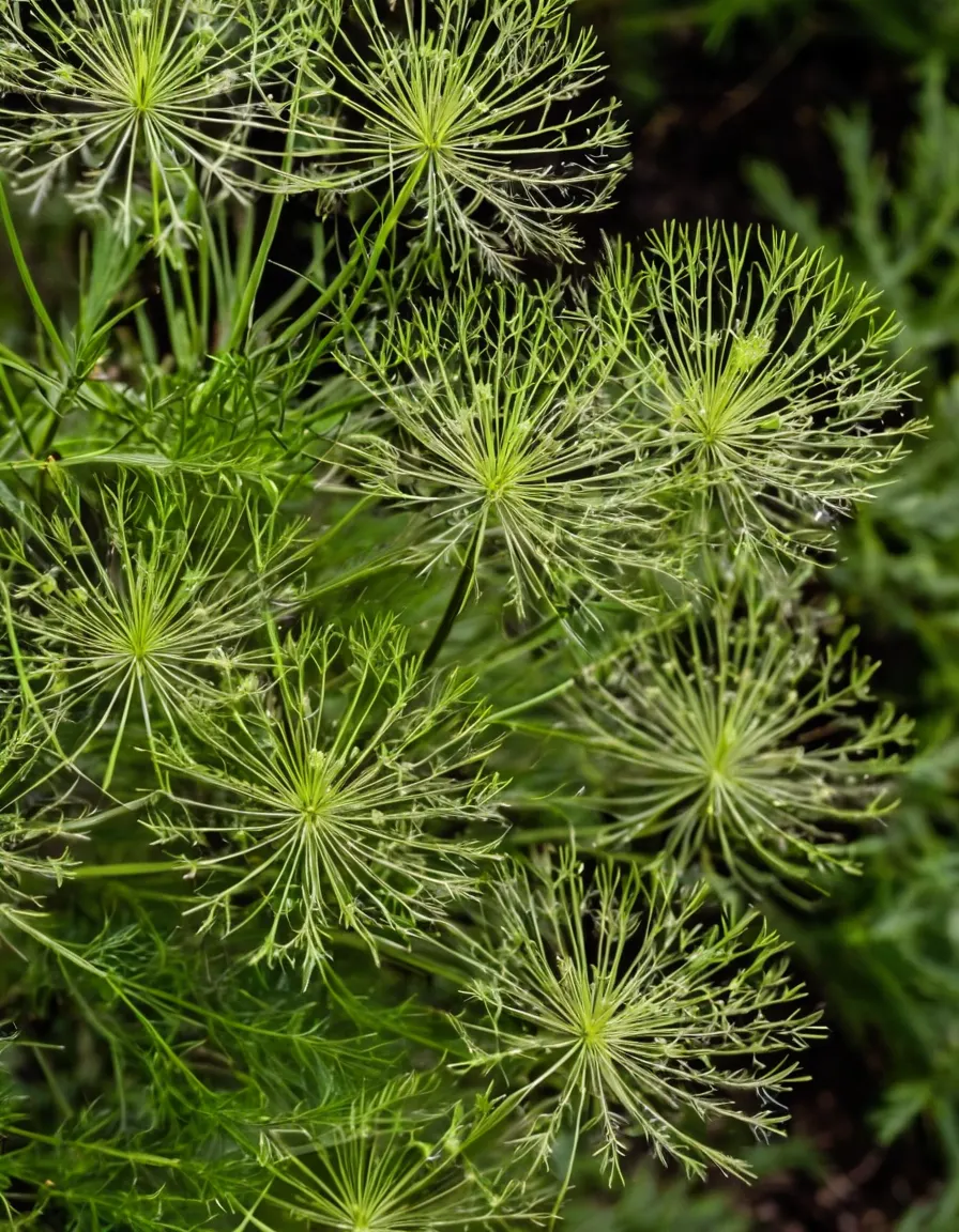 Feathery dill plants with fine thread-like fronds
