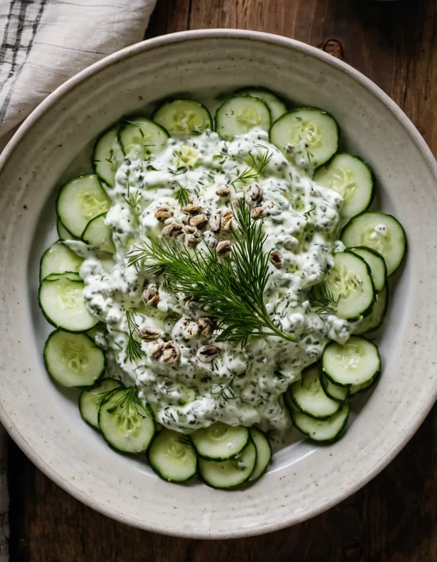 Cucumber yogurt salad with fresh dill